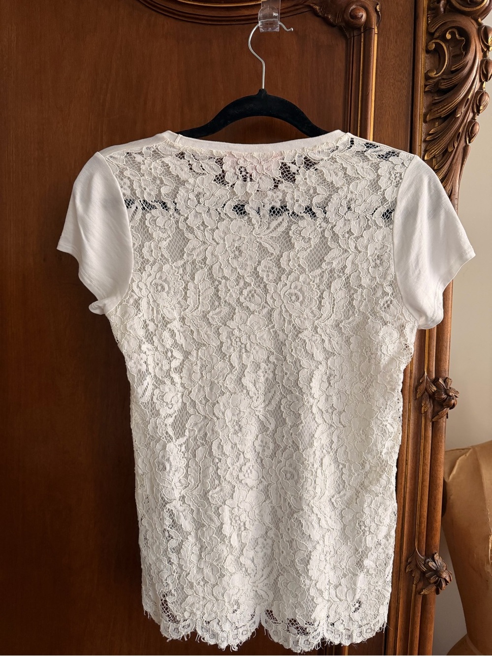 Ted Baker White with Lace Back Short Sleeve Tee T-shirt Top Size Zero 0 XXS-XS